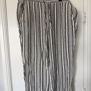 Old Navy Black and White Vertical Stripe Drawstring Pants